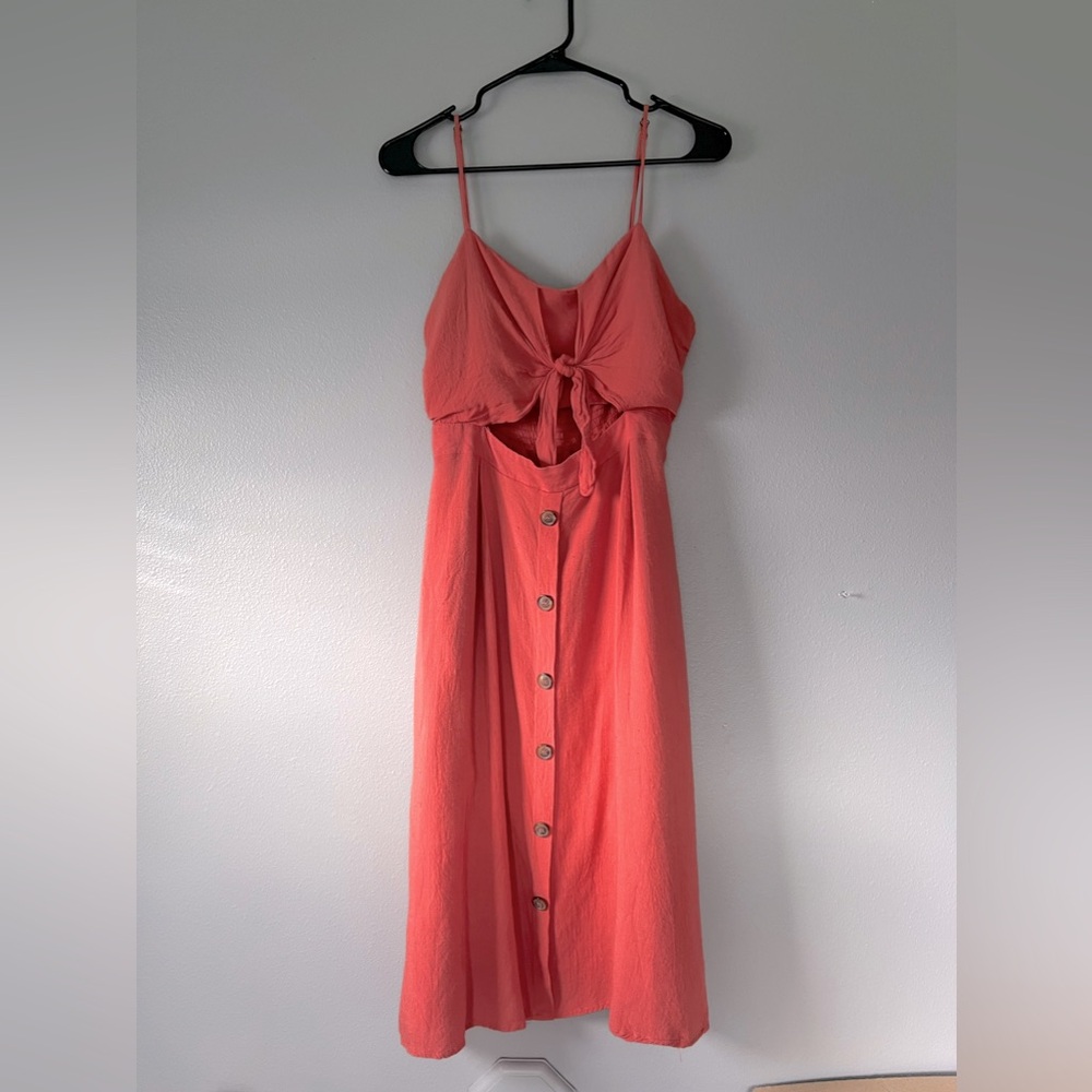 HAYDEN spaghetti strap, coral dress, size large